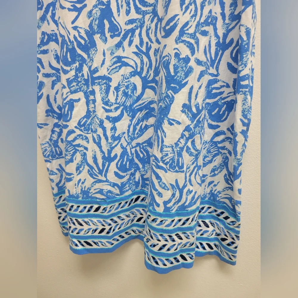 Lilly Pulitzer Blue Pina Cotton Marlow XS Floral Dress - Picture 4 of 4